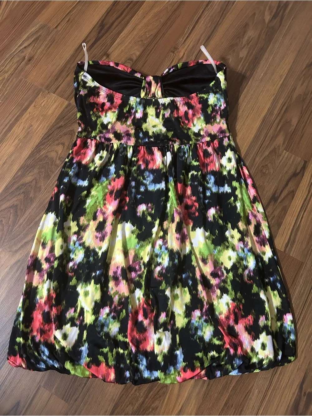 Rue21 Strapless Bubble Mini Dress Y2K Colorful Floral Watercolor Print